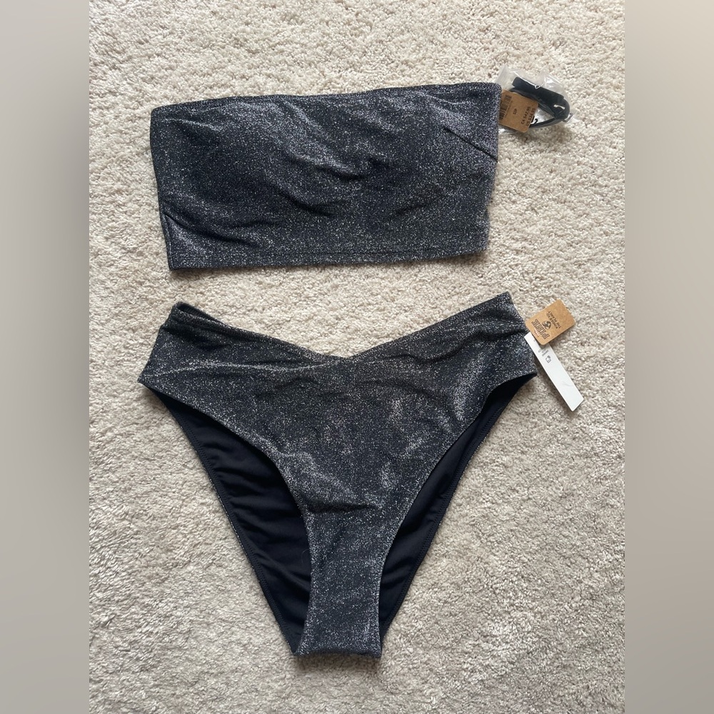 [NWT] PINK Victoria's Secret Shimmer Bikini Top & Bottom - S (top) / M (bottom)